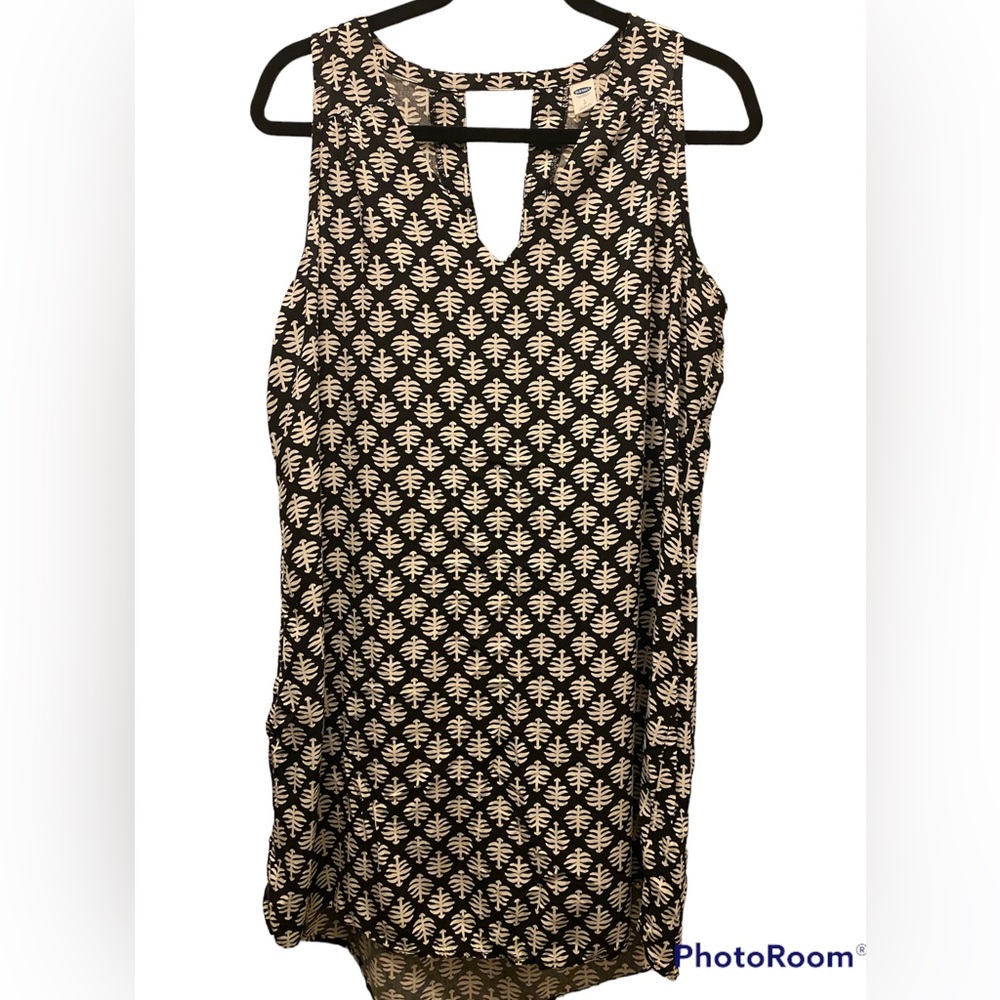 Old Navy Black & White Mini (to knee length) T-Shirt Swing Dress~ Size L